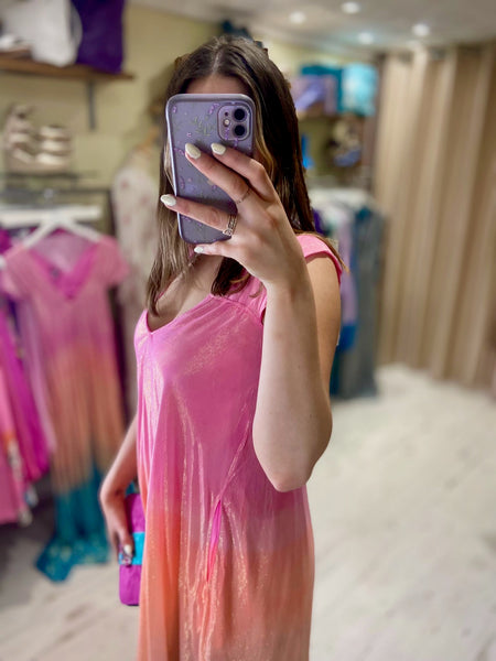 Jasmine Ombre Shimmer Maxi Dress | Pink/Blue Multi