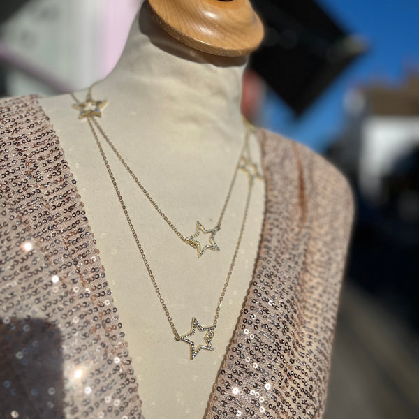 Statement Layered Star Necklace | Gold