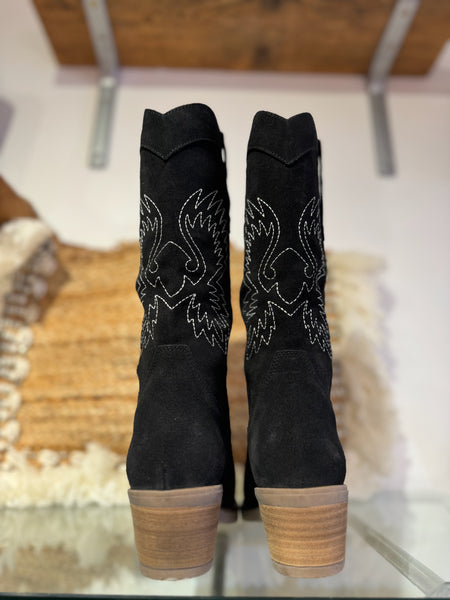 Classic Suede Tall Cowboy Boot | Black
