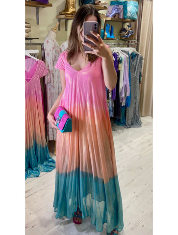 Jasmine Ombre Shimmer Maxi Dress | Pink/Blue Multi