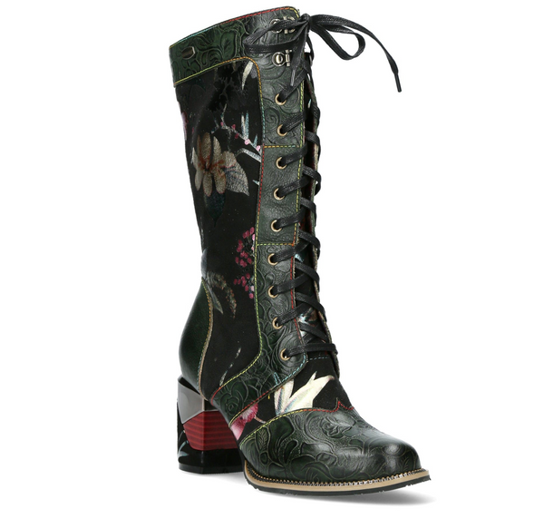 Laura Vita | Maevao 15 Heeled Calf Boot | Green/Black