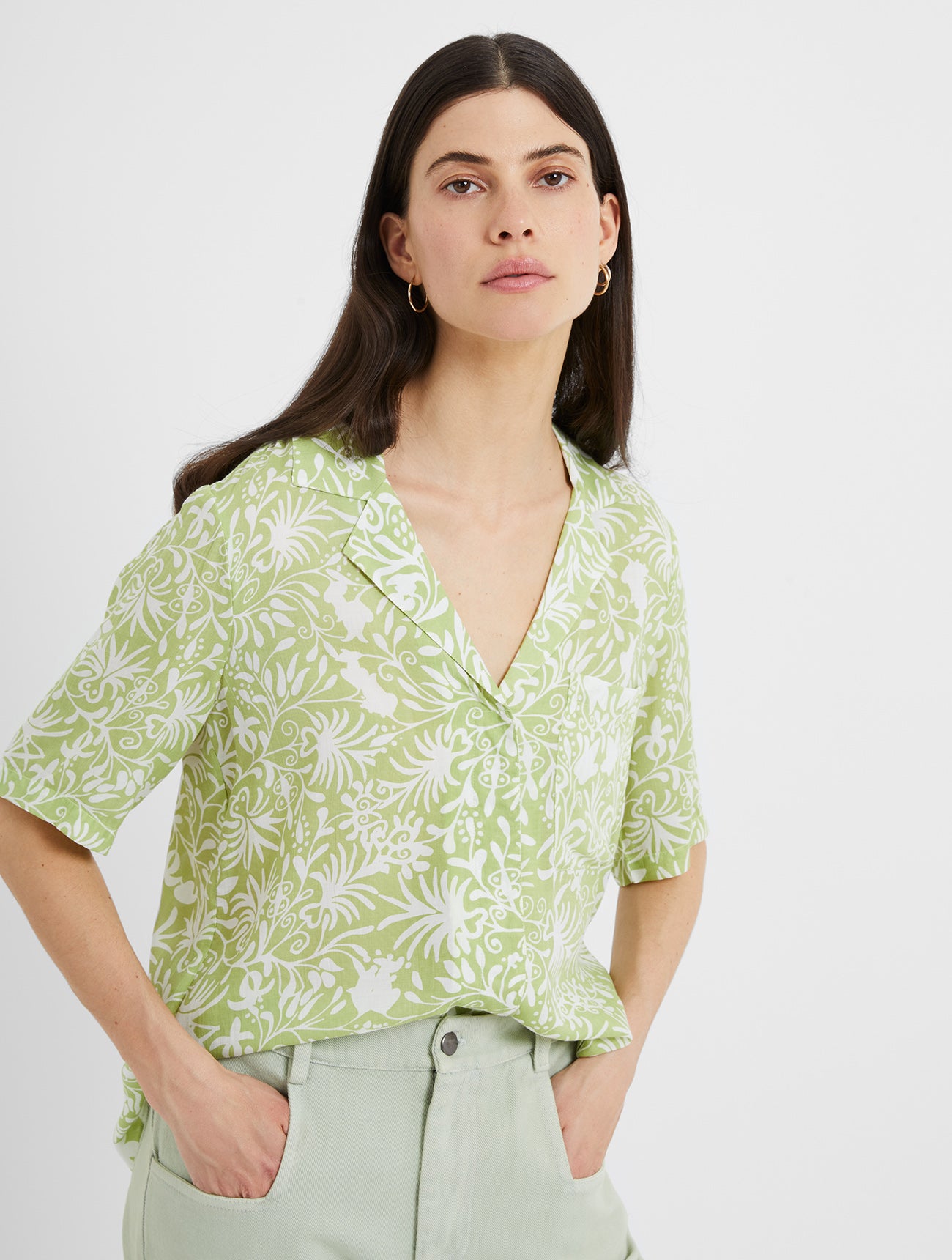 Cadiz Floral Short Sleeve Shirt | J2WAM | Kiwi