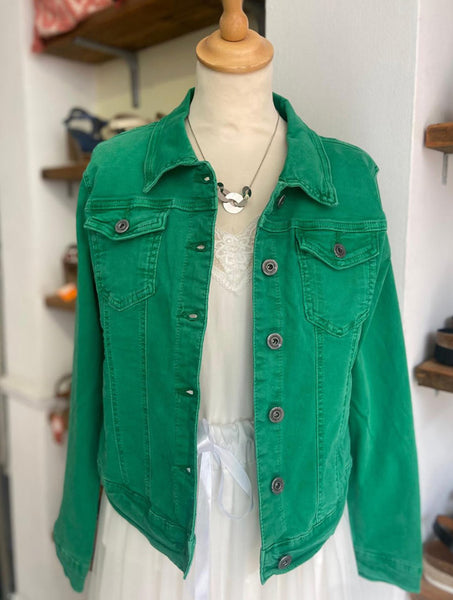 Denim Fitted Stretch Jacket | Bright Green