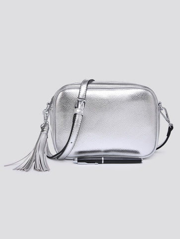 Cross Body Lozenge Bag | Metallic Silver