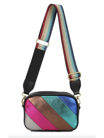 Metallic Rainbow Stripe Crossbody Bag | Bronze
