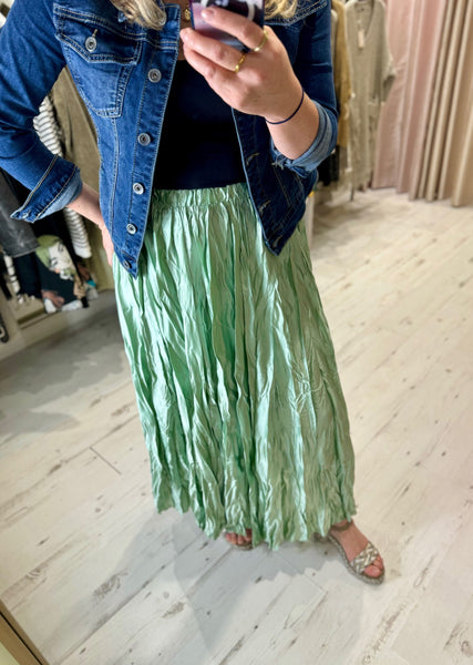 Crinkle Midi Skirt | Mint Green