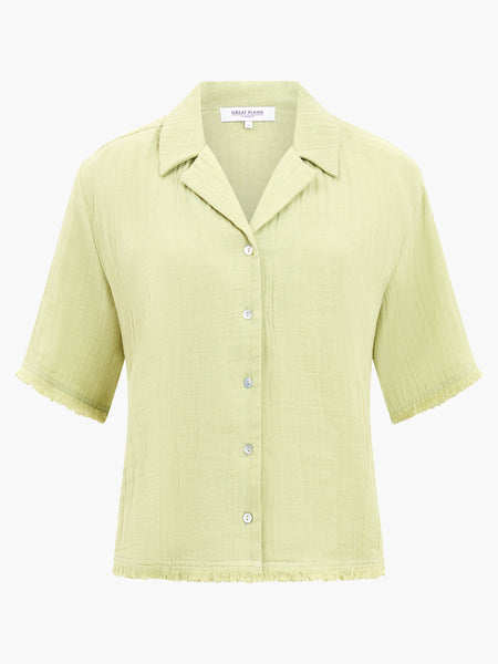 Fray Edge Detail Short Sleeve Shirt | J2WAH | Kiwi