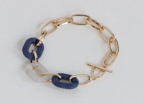 Matte Resin Chunky Bracelet in Blue