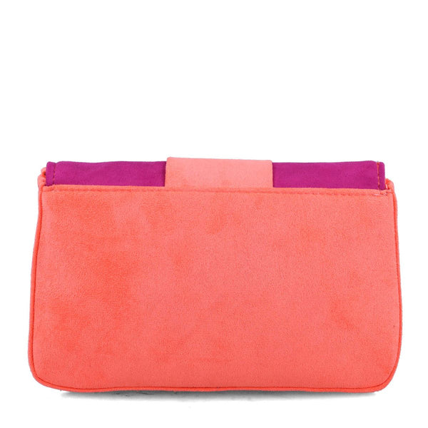 Sagittae Embellished Colour Block Evening Bag | Coral