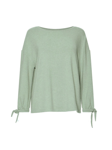 Soft Feel Jersey Long-Sleeved Round Neck Top | J6TAD | Seafoam