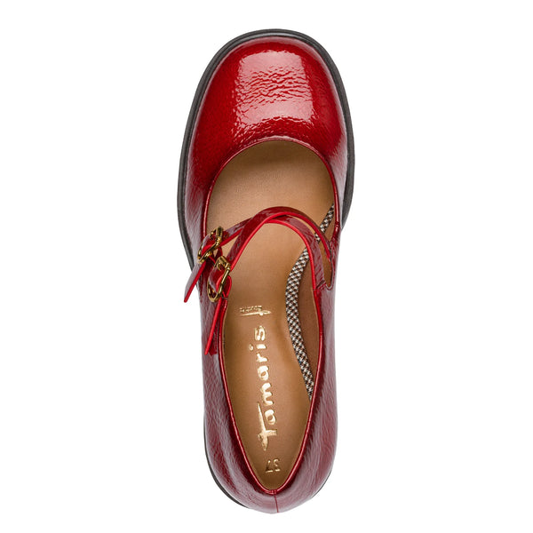 Tamaris | Heeled Patent Dolly Shoe | 22459 | Red