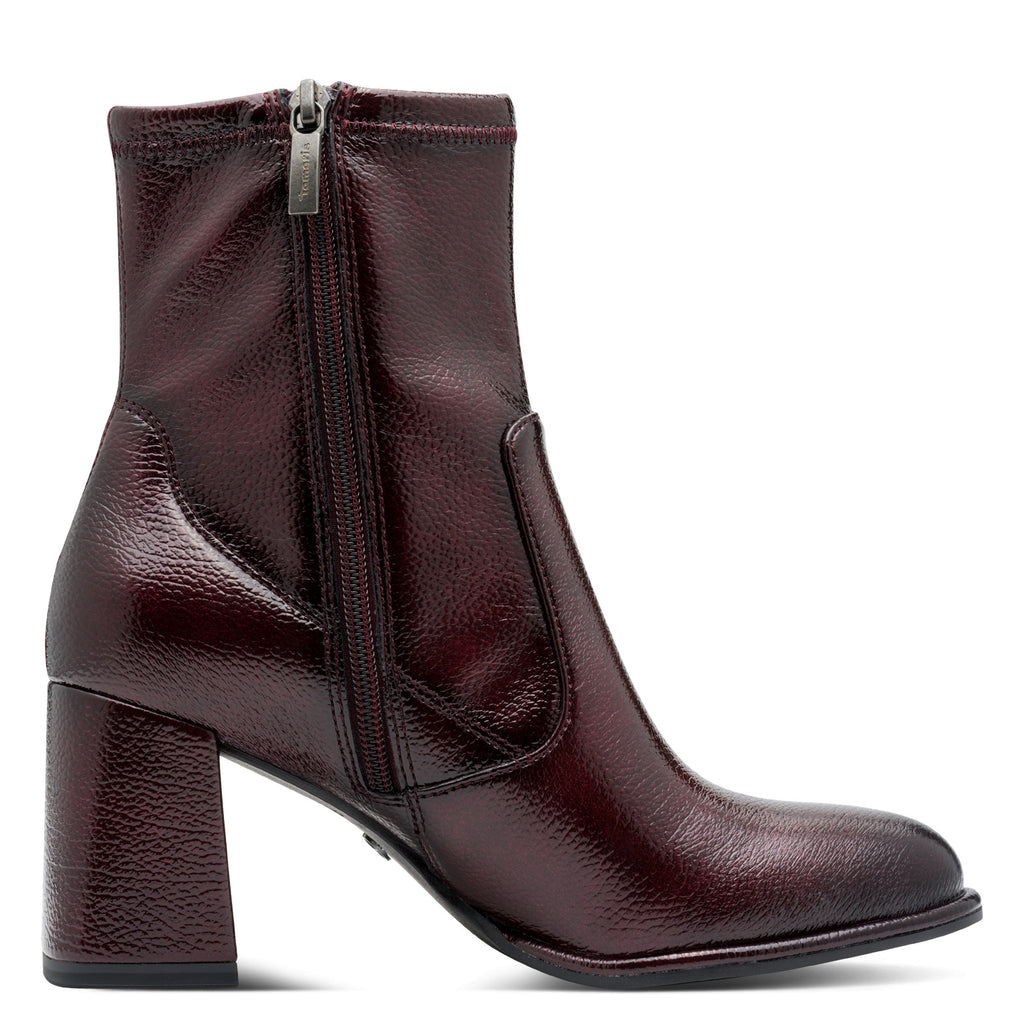 Tamaris | Patent Heeled Ankle Boot | 25357 | Merlot