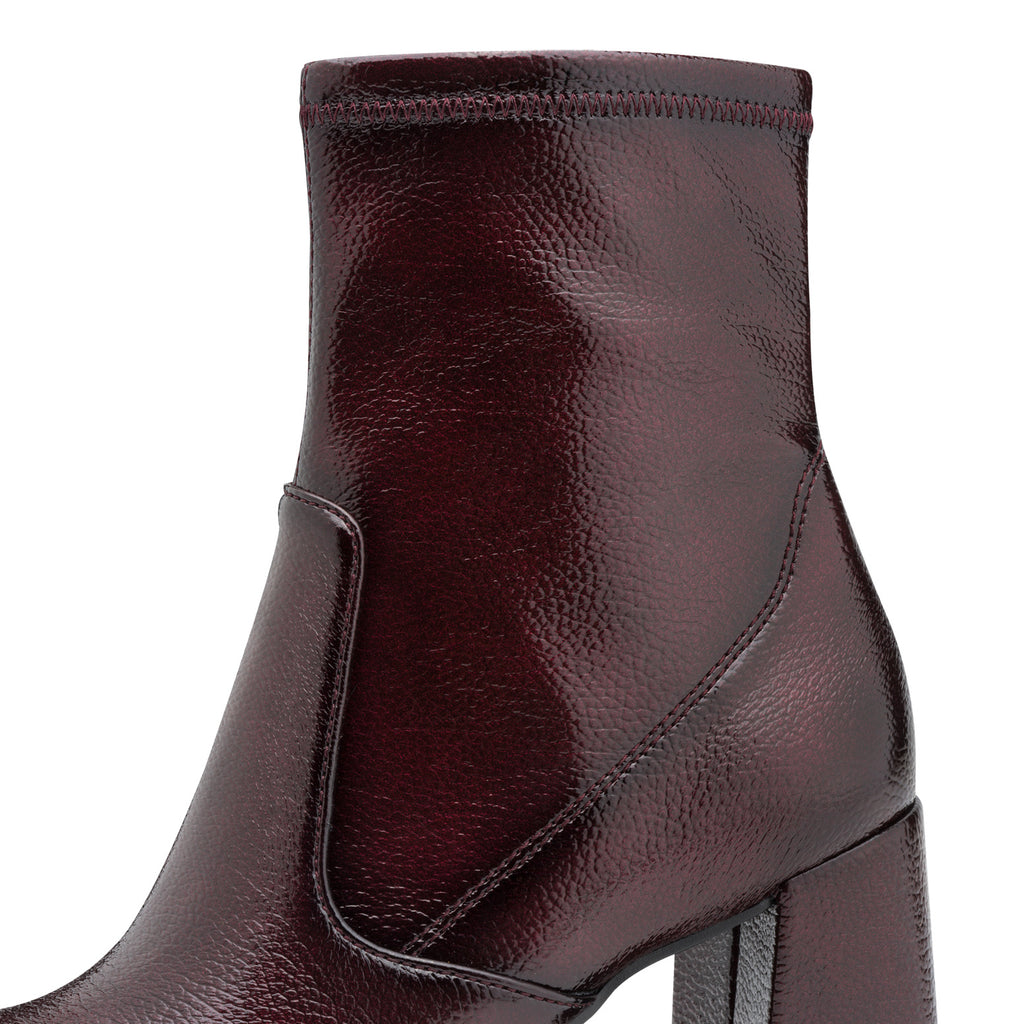 Tamaris | Patent Heeled Ankle Boot | 25357 | Merlot