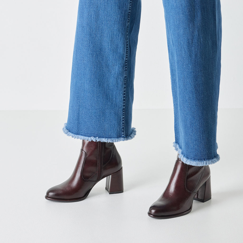 Tamaris | Patent Heeled Ankle Boot | 25357 | Merlot
