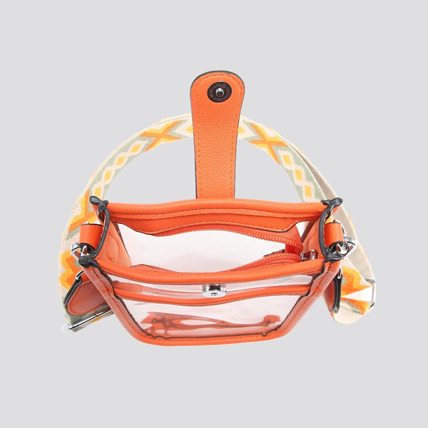 Clear Bag With Colourful Strap | Orange