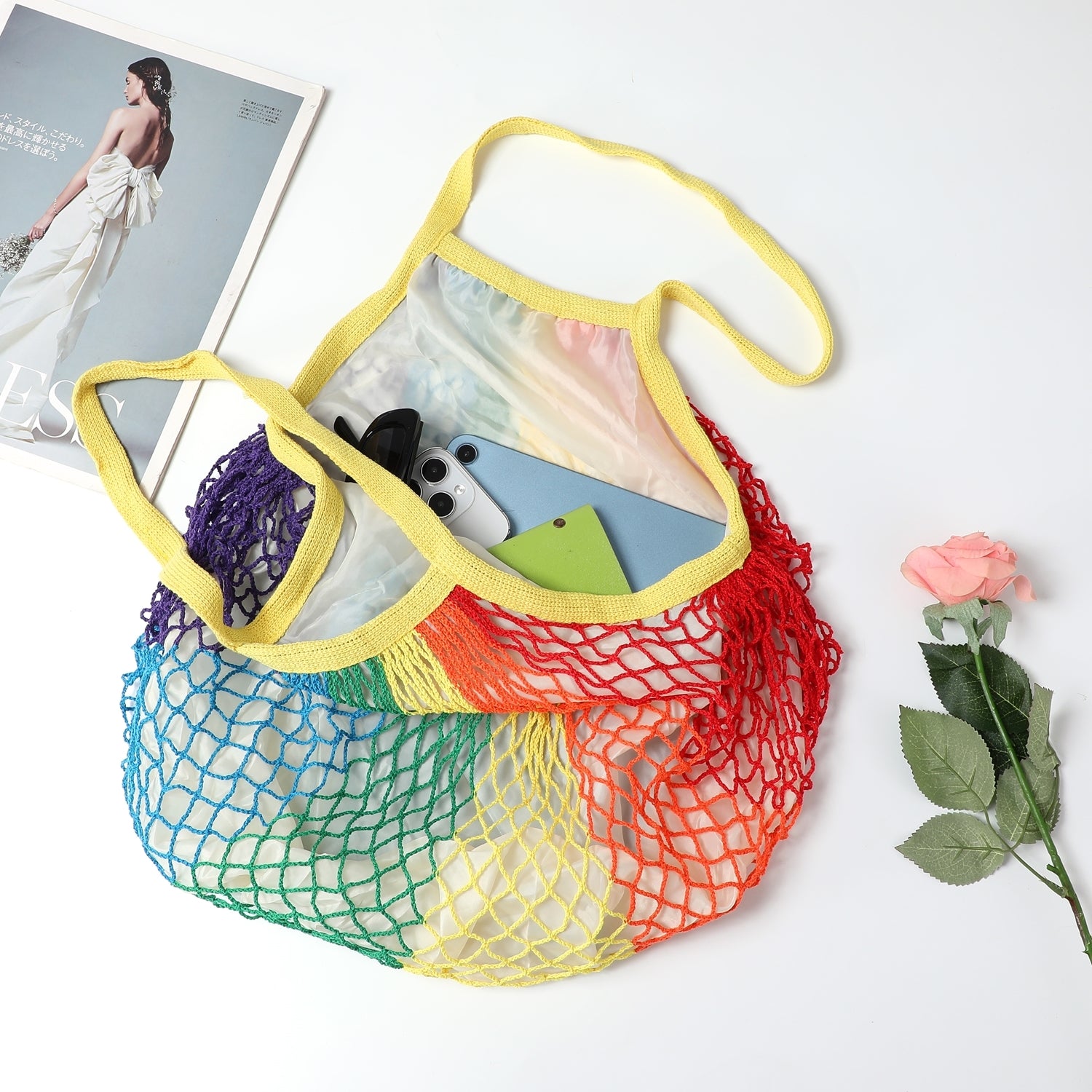 String Shopping Bag (Lined) | Rainbow