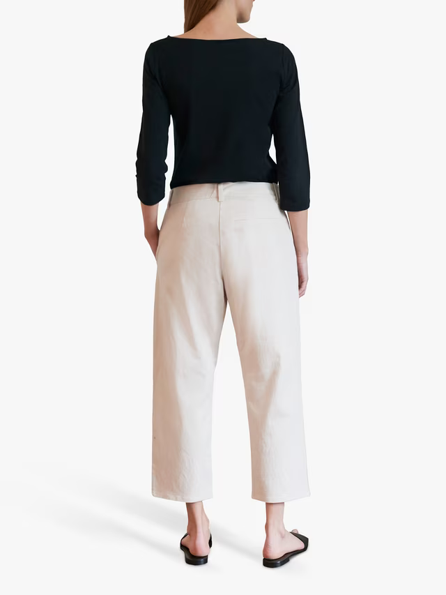 Great Plains | Hollie Organic Cotton Jersey 3/4 Sleeve Boat Neck Top | Black