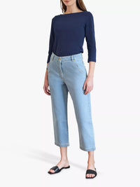 Great Plains | Hollie Organic Cotton Jersey 3/4 Sleeve Boat Neck Top | Navy