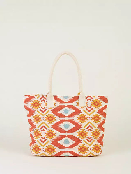 Pattern Mix Beach Bag | Orange Multi