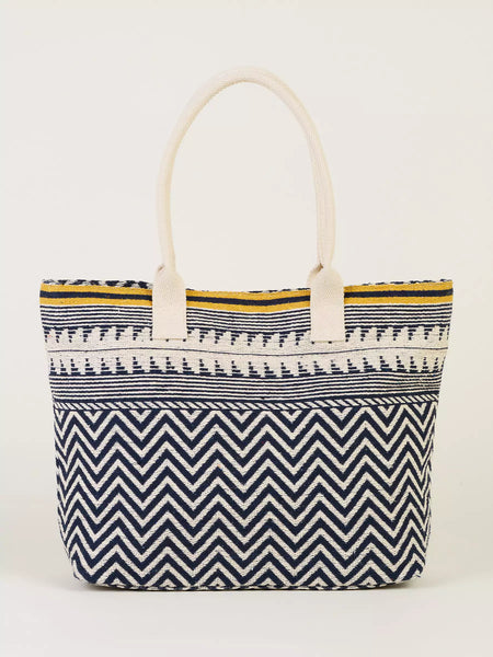 Tassel Beach Bag | Navy Multi