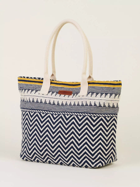 Tassel Beach Bag | Navy Multi