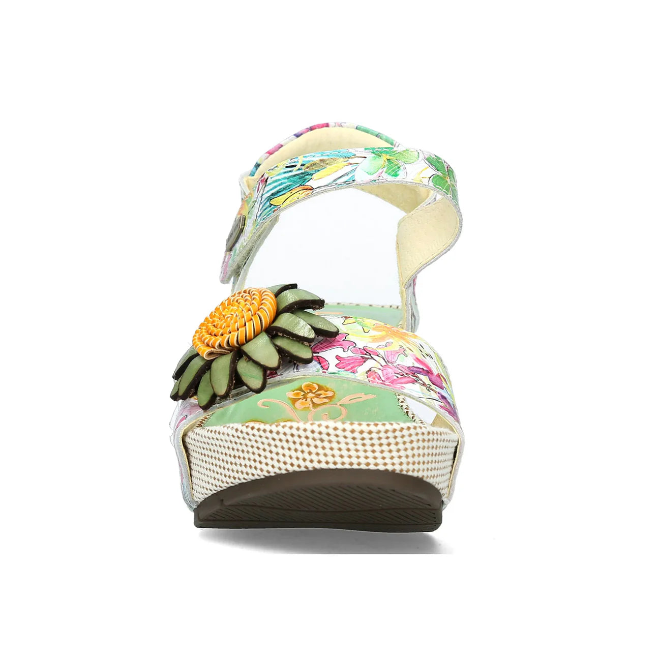 Laura Vita | Barry 36 Floral Wedge Sandal | Green Multi