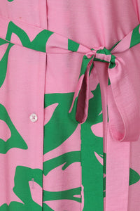 Mairi Midi Shirt Dress | Pink/Green