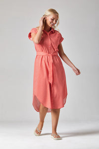 Rochelle Striped Shirt Dress | Fiesta Red/White