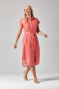 Rochelle Striped Shirt Dress | Fiesta Red/White