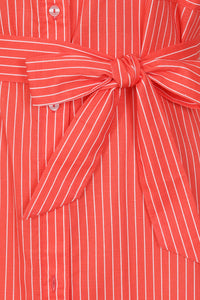 Rochelle Striped Shirt Dress | Fiesta Red/White
