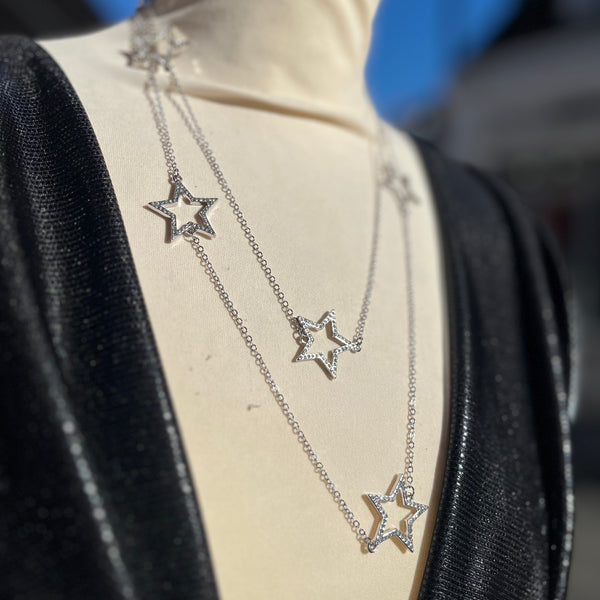 Statement Layered Star Necklace | Silver