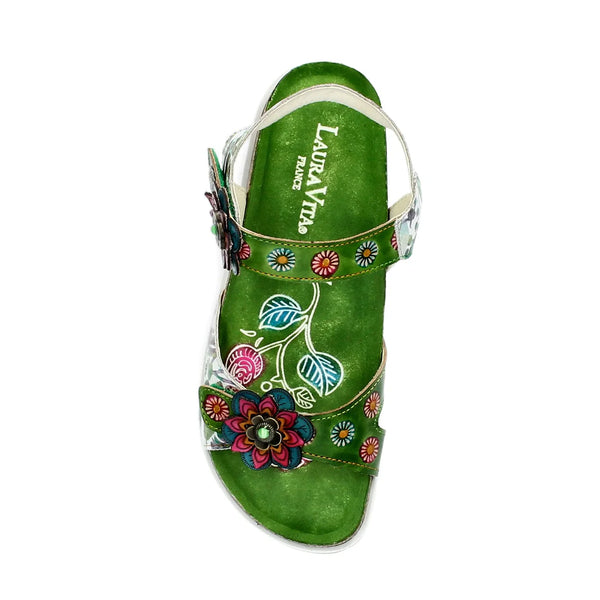 Laura Vita | Brcyano 12 Floral Sandal | Green