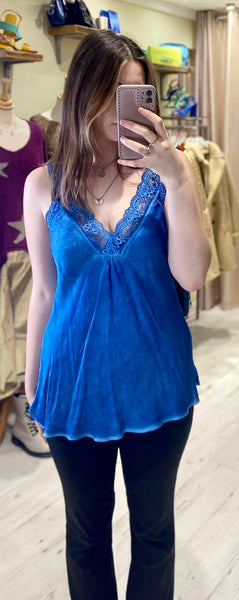 Layla Lace Silky Camisole | Electric Blue