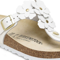 Birkenstock|Gizeh Flower Embellishment|White leather
