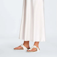 Birkenstock|Gizeh Flower Embellishment|White leather