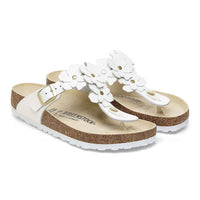 Birkenstock|Gizeh Flower Embellishment|White leather