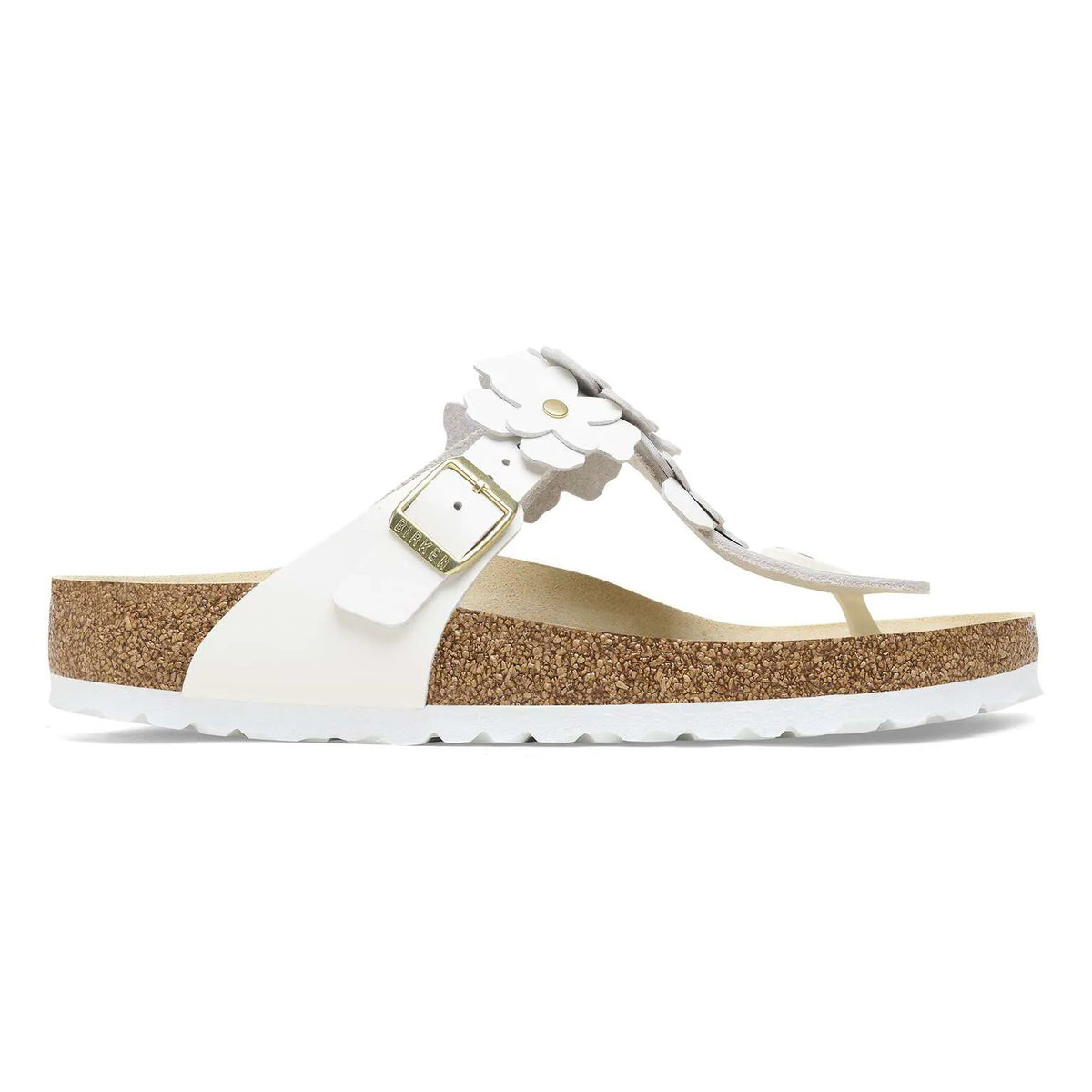 Birkenstock|Gizeh Flower Embellishment|White leather