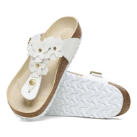 Birkenstock|Gizeh Flower Embellishment|White leather