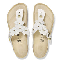Birkenstock|Gizeh Flower Embellishment|White leather