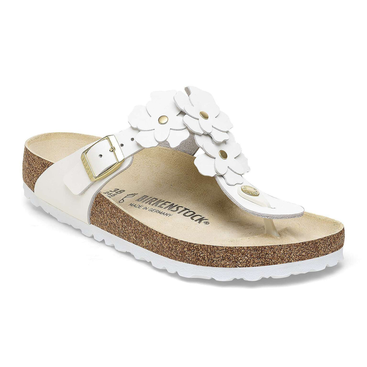 Birkenstock|Gizeh Flower Embellishment|White leather