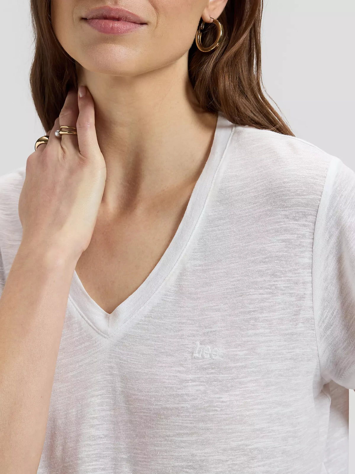 Lee V-Neck Regular Tee | Bright White