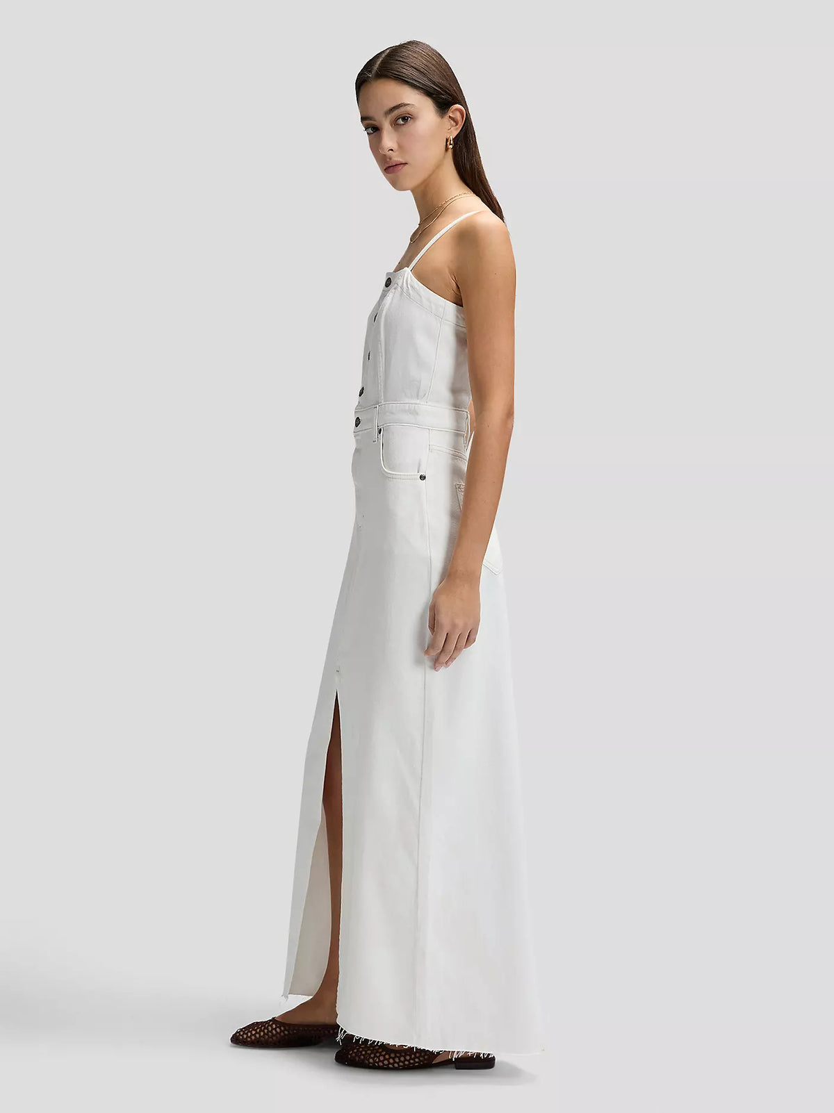 Lee Slim Maxi Denim Dress | Powder White
