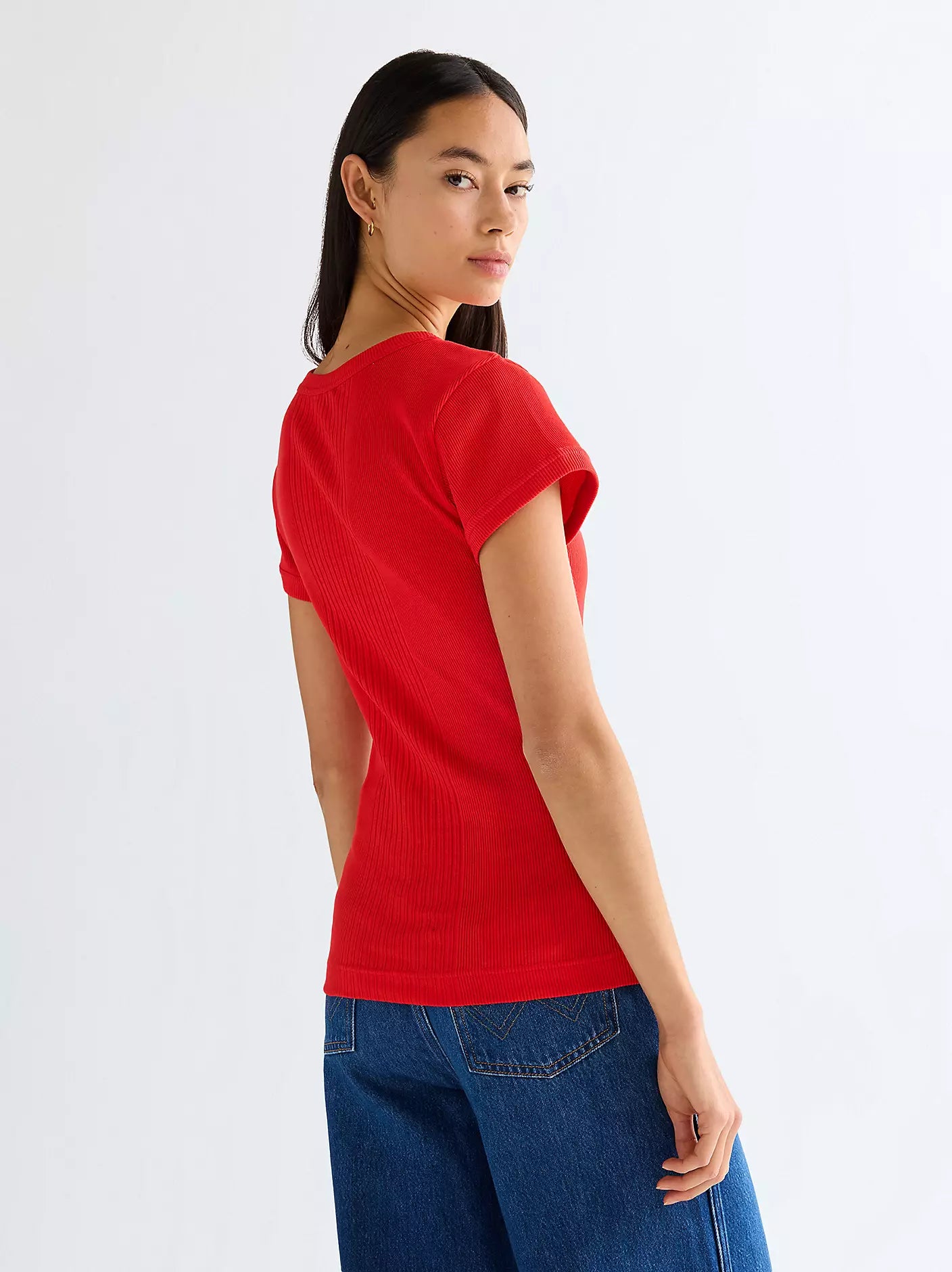 Slim Capped Rib Shirt | Flame Scarlet