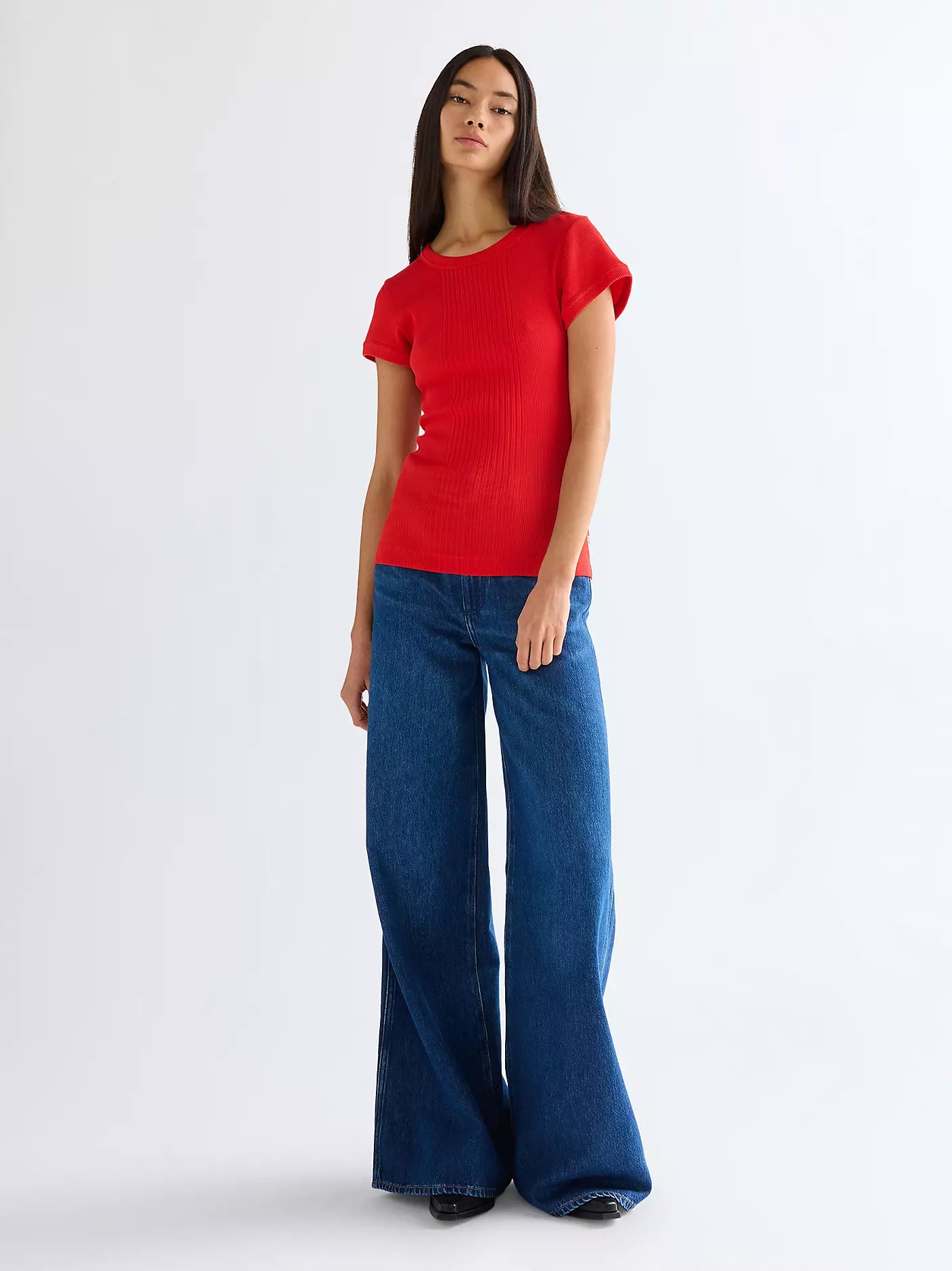 Slim Capped Rib Shirt | Flame Scarlet