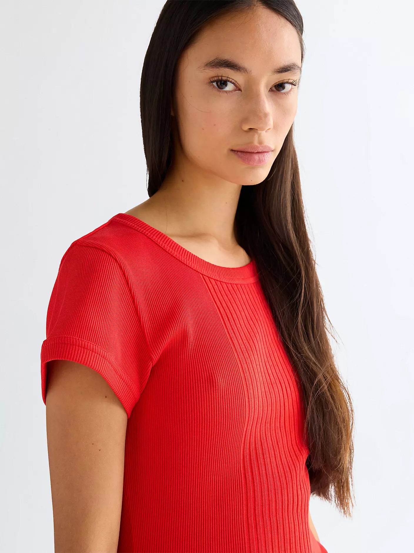 Slim Capped Rib Shirt | Flame Scarlet