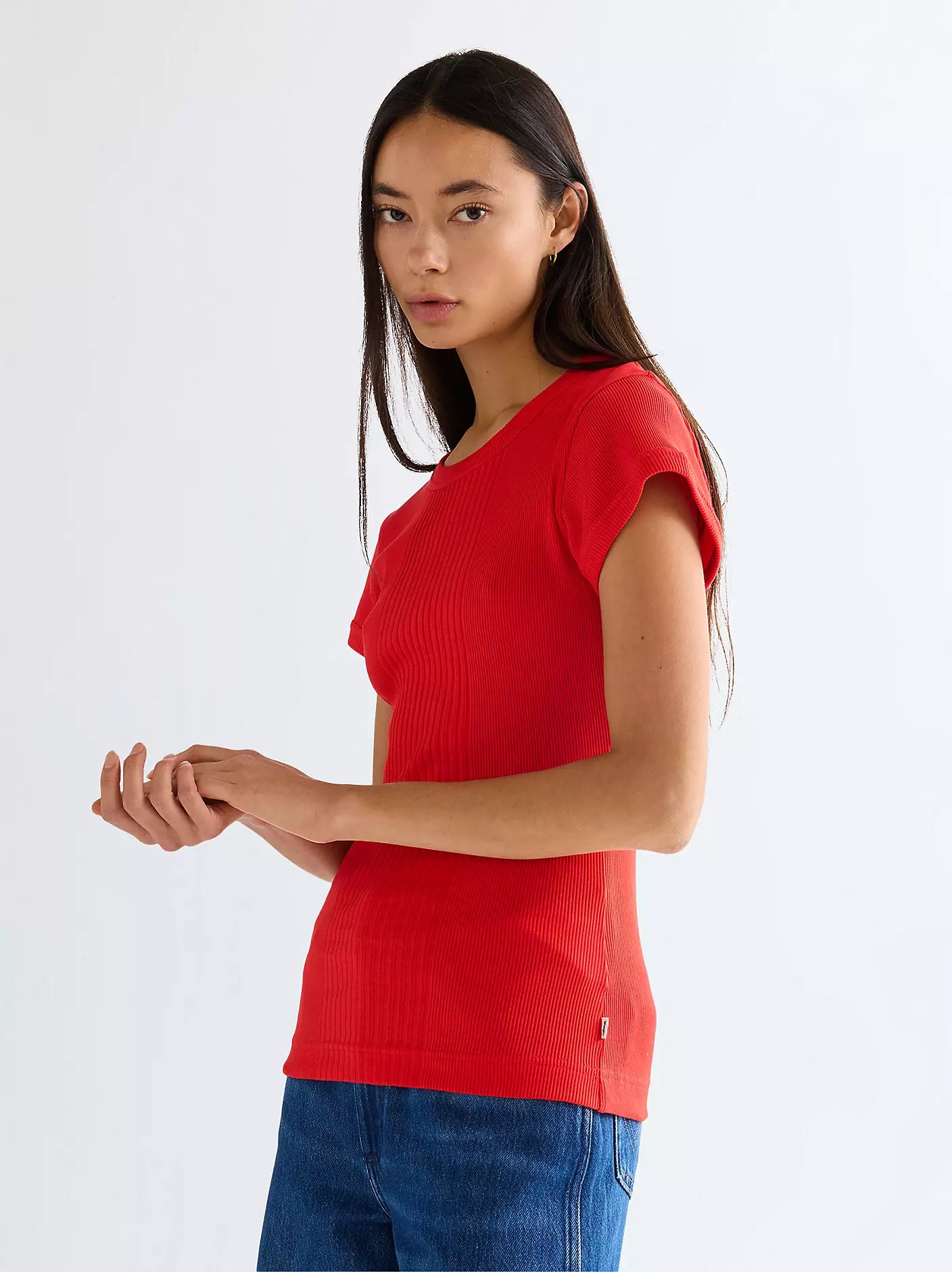 Slim Capped Rib Shirt | Flame Scarlet