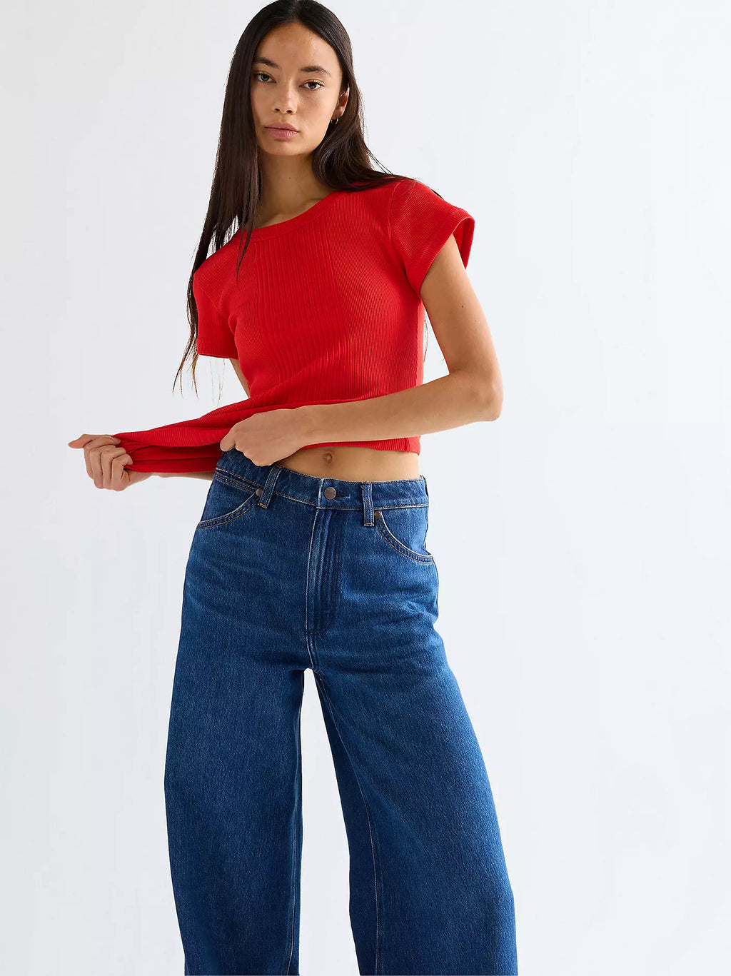 Slim Capped Rib Shirt | Flame Scarlet