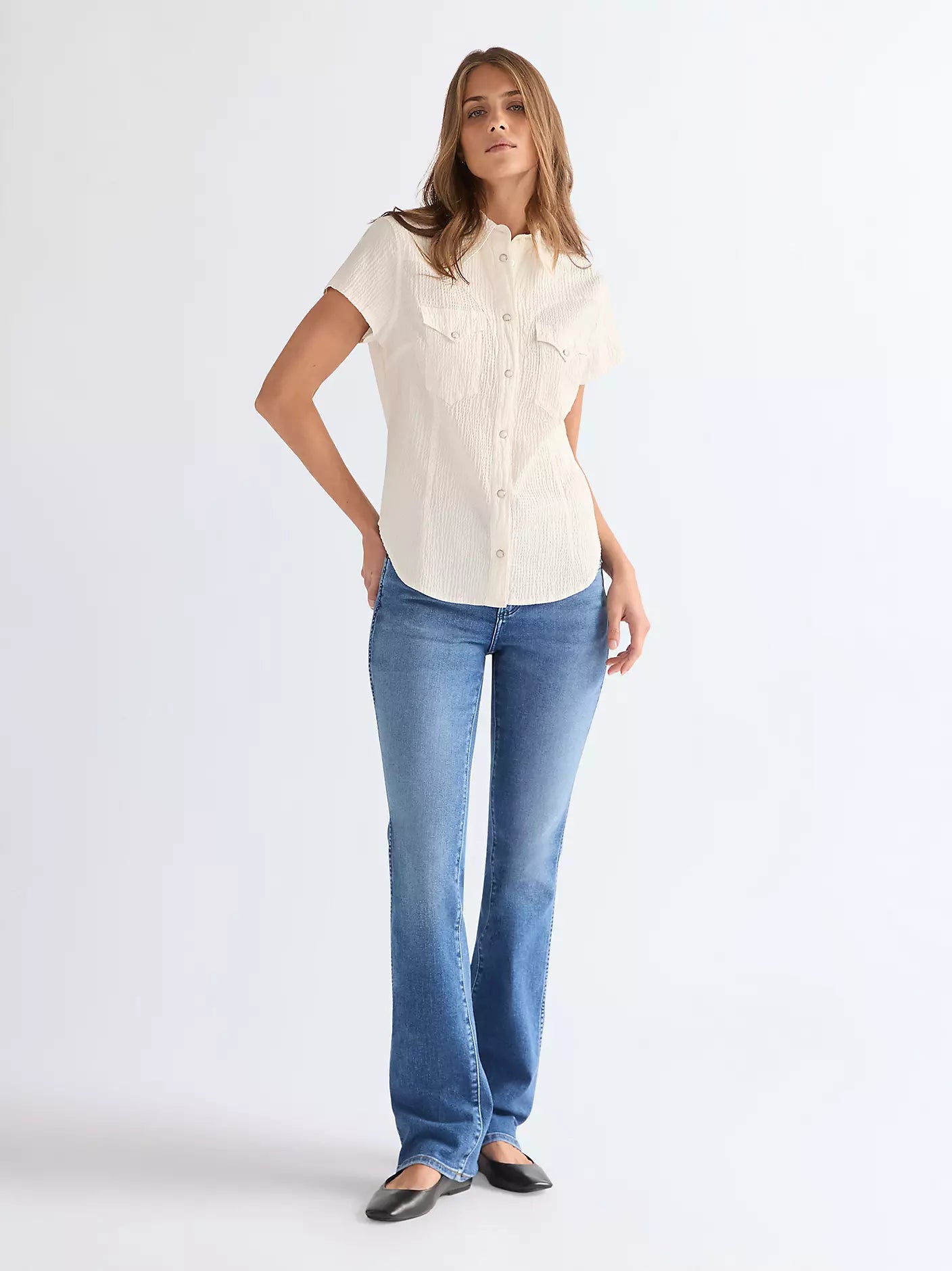 Slim Stylised Western Shirt | Egret