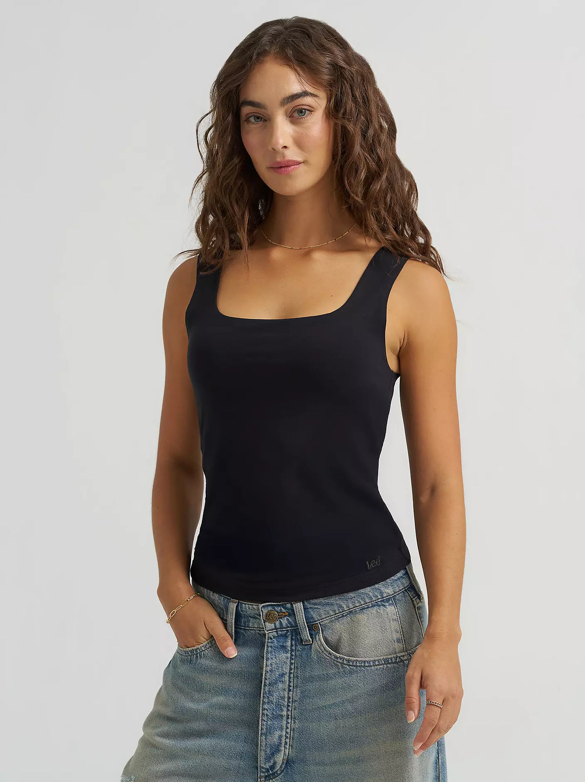 Lee Square Neck Tank Top | Black