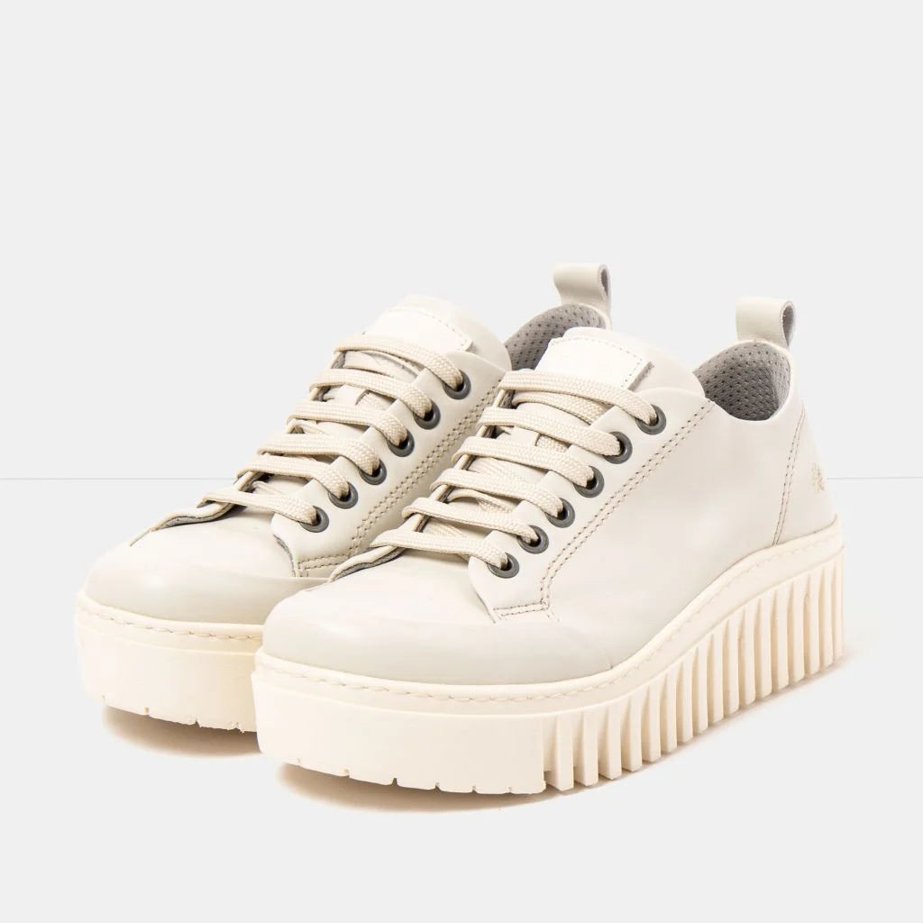 ART | 1535 Brighton Platform Leather Trainer | Cream